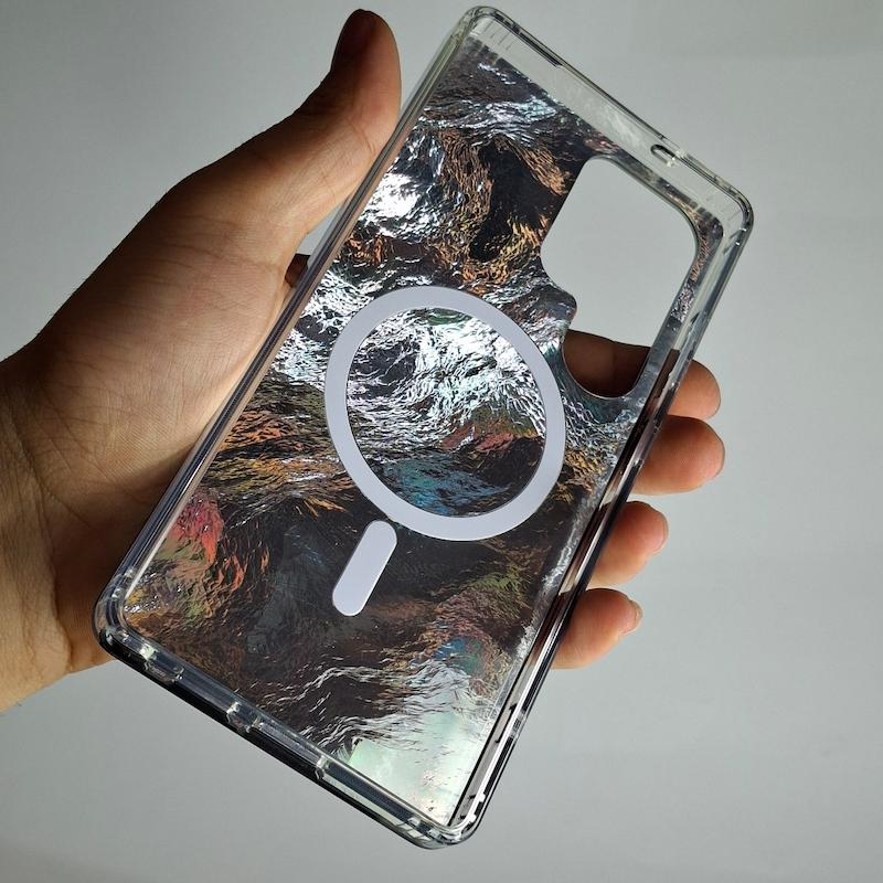 کاور Galaxy S25 Ultra متالیک هولوگرامی مگسیف ساپورت سامسونگ گلگسی s 25 اولترا