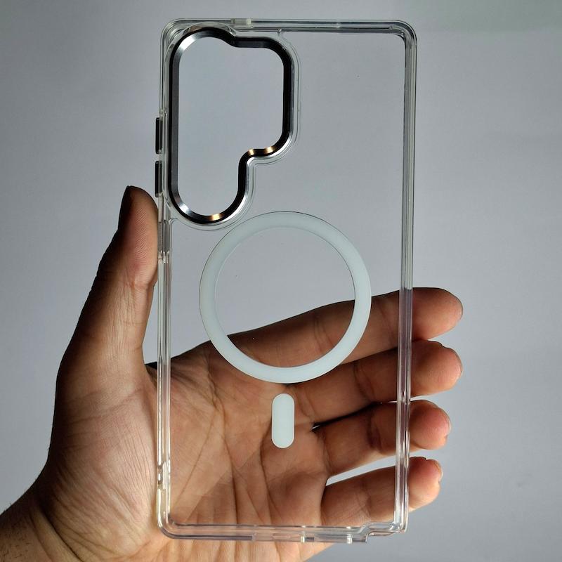 کاور Galaxy S25 Ultra شفاف متال مگسیف ساپورت سامسونگ گلگسی s 25 اولترا