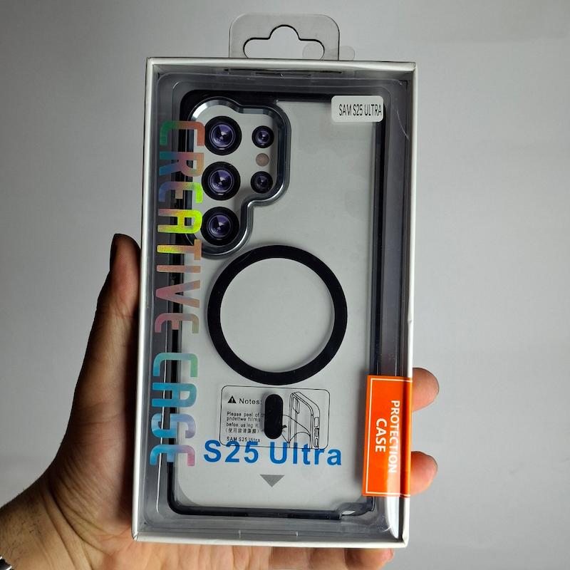 کاور Galaxy S25 Ultra شفاف متال مگسیف ساپورت سامسونگ گلگسی s 25 اولترا