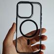کاور IPhone 16 Pro شفاف دودی متال مگسیف ساپورت اپل‌ آیفون ۱۶ پرو