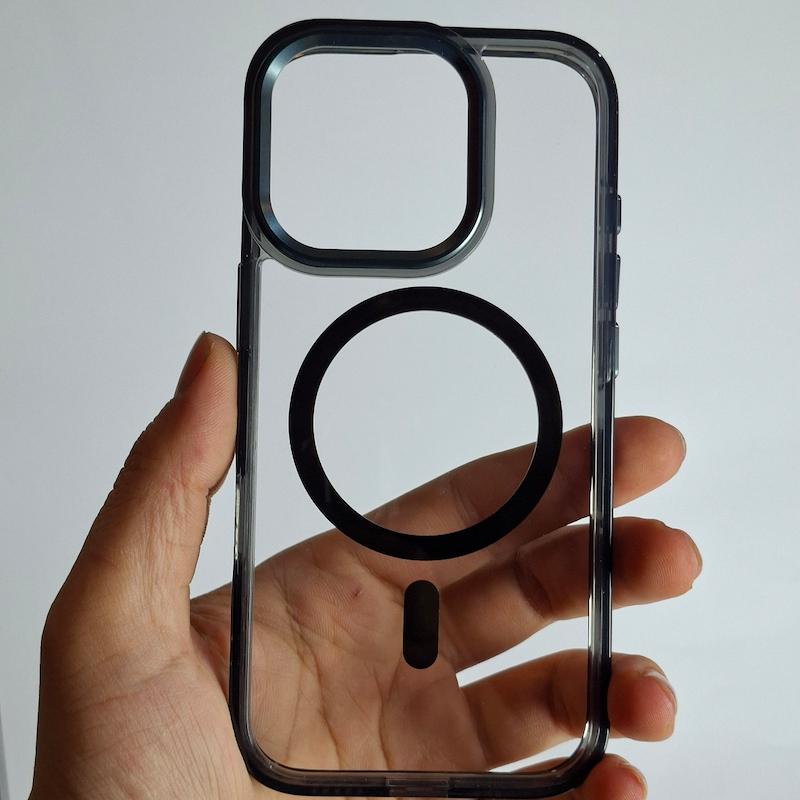 کاور IPhone 16 Pro شفاف دودی متال مگسیف ساپورت اپل‌ آیفون ۱۶ پرو