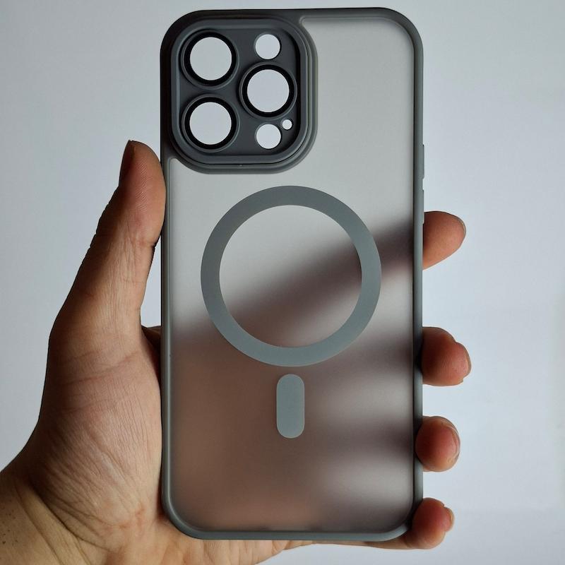 کاور IPhone 14 Pro Max دور سیلیکونی مات لنز دار مگسیف ساپورت اپل آیفون ۱۴ پرو مکس