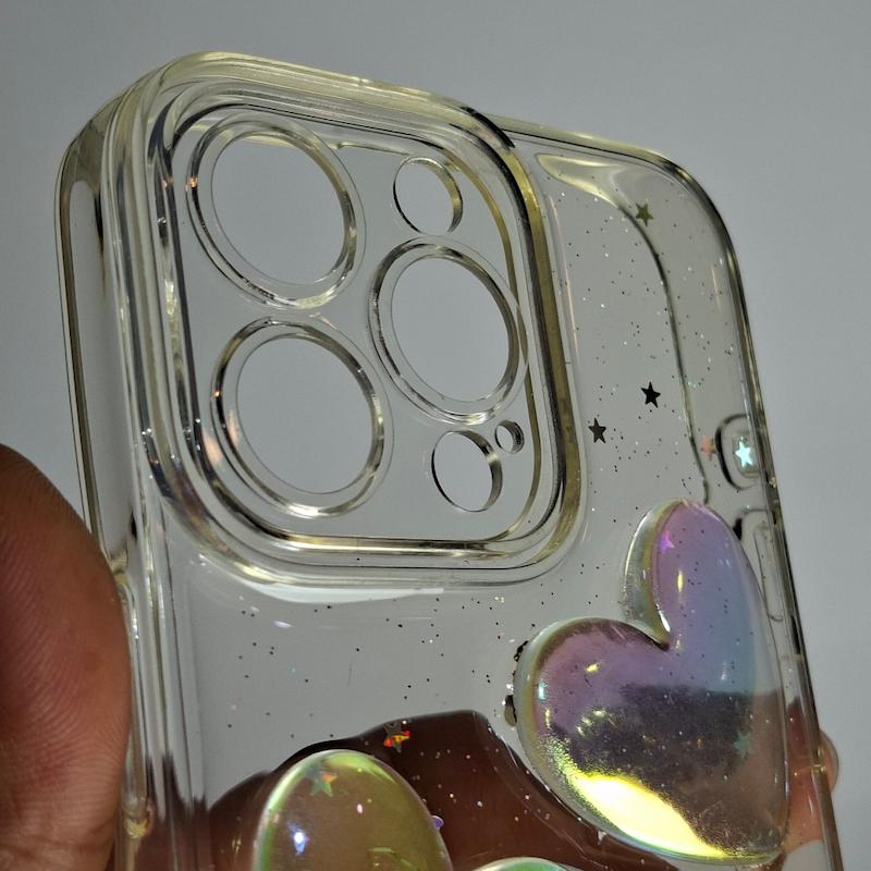 کاور IPhone 15 Pro Max قلبی هولوگرامی با آویز اپل آیفون ۱۵ پرومکس
