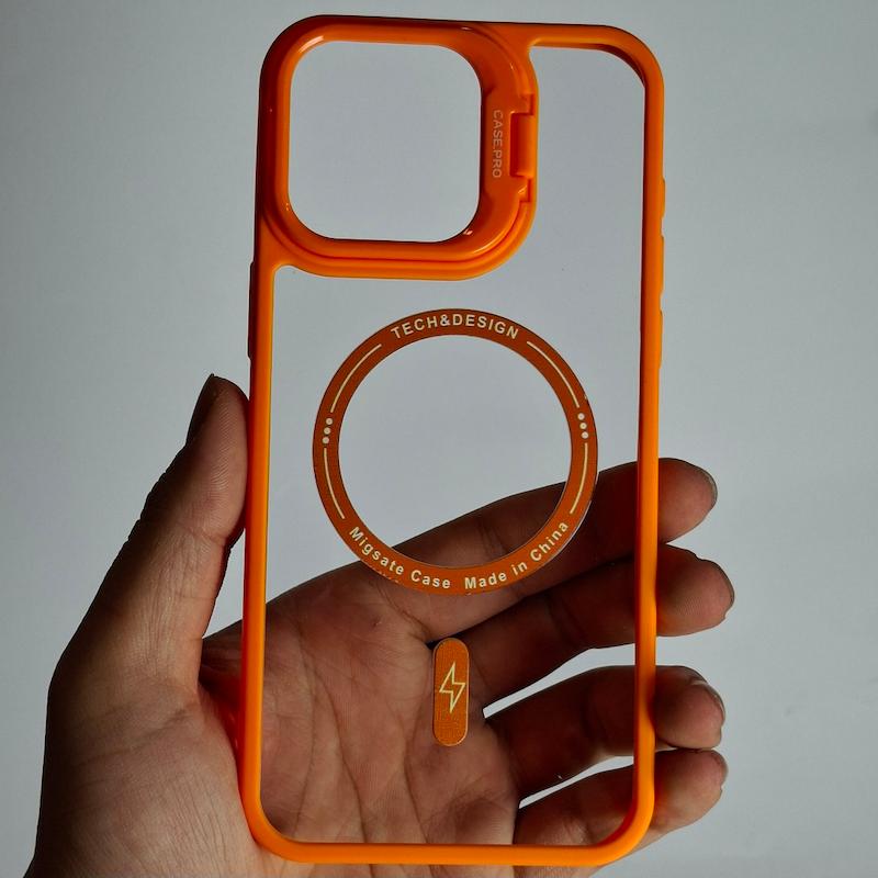 کاور IPhone 15 Pro Max استند دار مگسیف ساپورت به همراه محافظ لنز دوربین اپل آیفون ۱۵ پرومکس