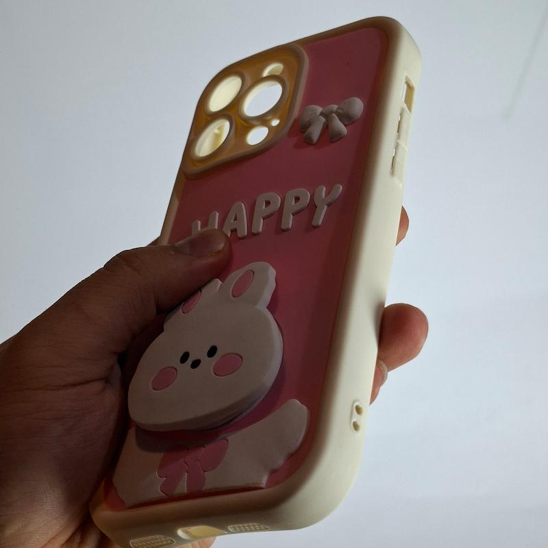 کاور IPhone 14 Pro Max عروسکی پاپ سوکت هپی سفید اپل آیفون ۱۴ پرو مکس