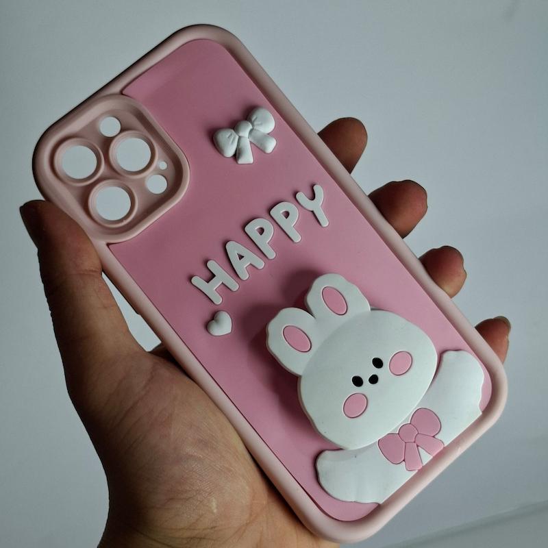 کاور IPhone 12 Pro Max عروسکی پاپ سوکت هپی سفید اپل آیفون ۱۲ پرو مکس