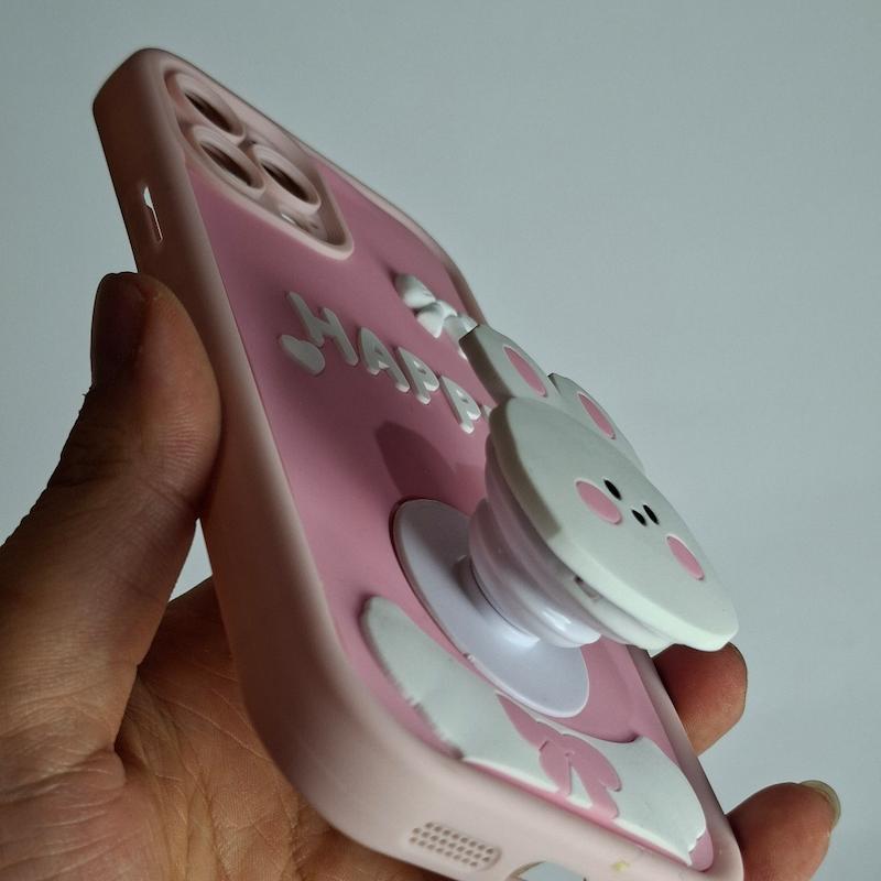 کاور IPhone 12 Pro Max عروسکی پاپ سوکت هپی سفید اپل آیفون ۱۲ پرو مکس