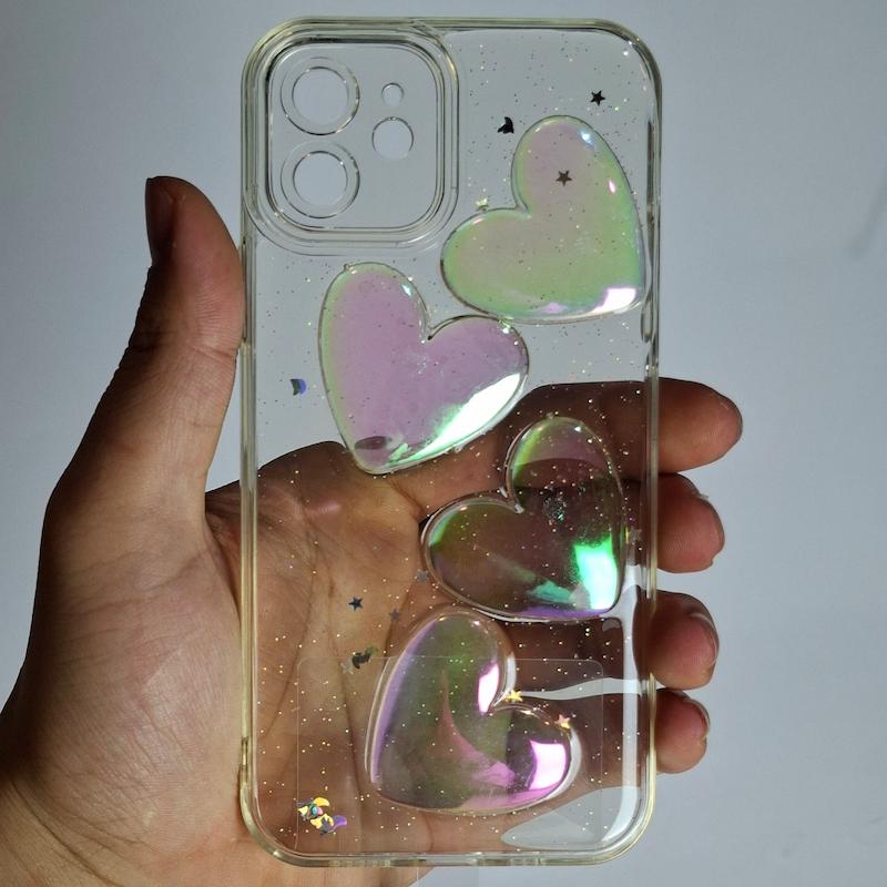 کاور IPhone 12 قلبی هولوگرامی با آویز اپل آیفون ۱۲