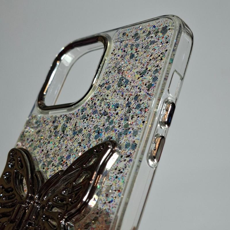 کاور IPhone 12 Pro Max شاینی استند پروانه فانتزی اپل آیفون ۱۲ پرو مکس