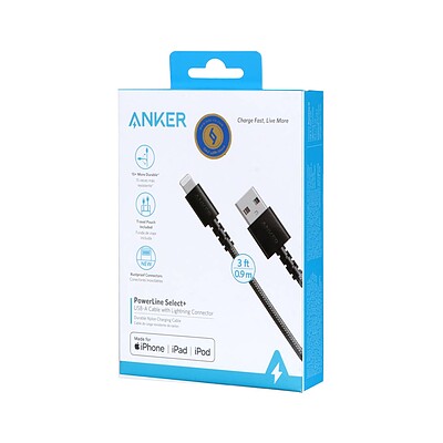 کابل شارژ 0.9 متری آیفون ANKER مدل PowerLine Select+ A8012 - مشکی