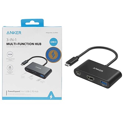 هاب 3 پورت ANKER USB-C مدل A8339 - خاکستری (گارانتی 18ماهه حافظه طلایی ایستا)