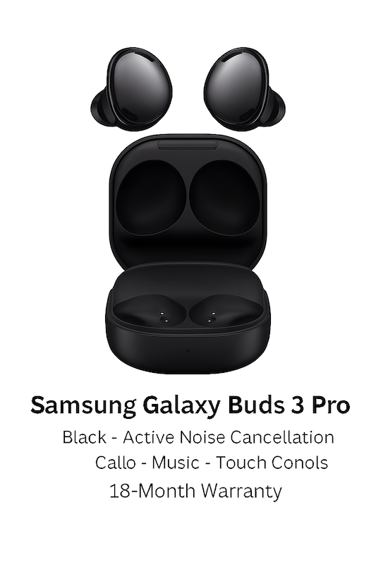 هدفون بی‌سیم سامسونگ Galaxy Buds 3 Pro مشکی | حذف نویز فعال | کیفیت صدای حرفه‌ای | گارانتی ۱۸ ماهه