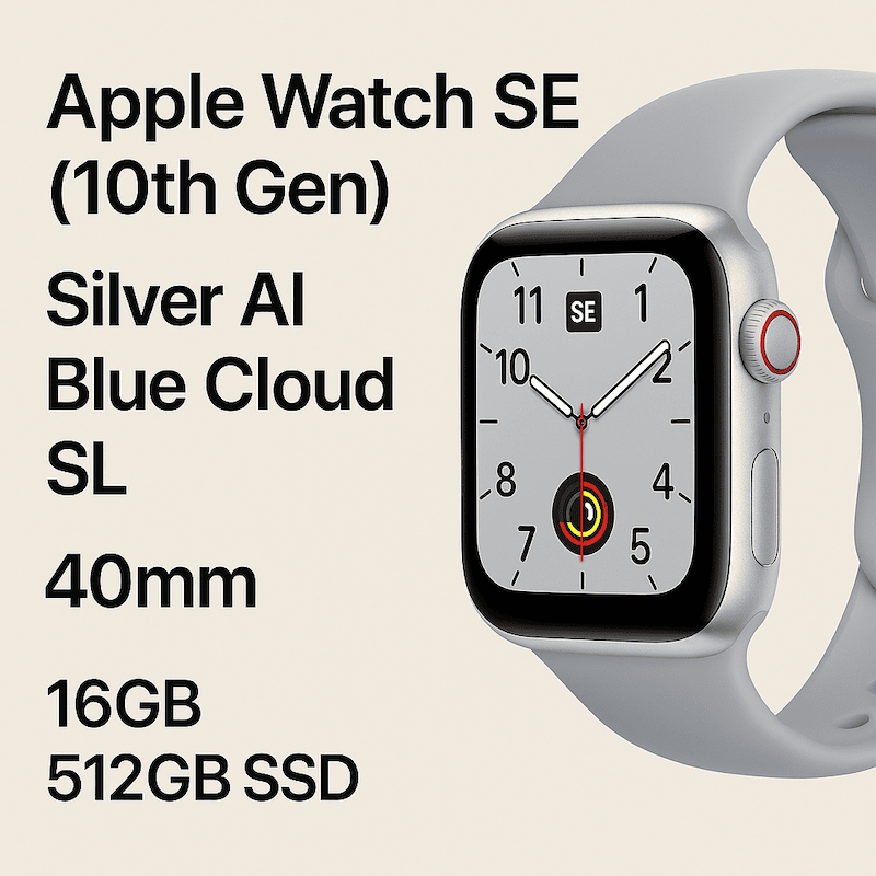  Apple Watch SE Series 10 | Silver Al | Blue Cloud SL | 40MM | گارانتی شرکتی
