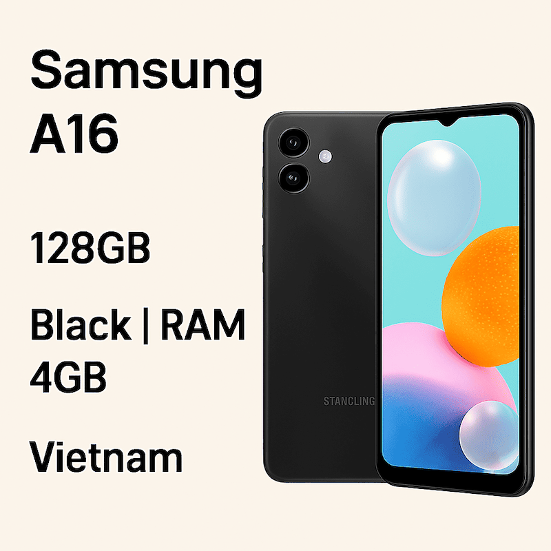  گوشی سامسونگ A16 | حافظه 128 | رم 4 | رنگ مشکی | ساخت ویتنام | قیمت ویژه