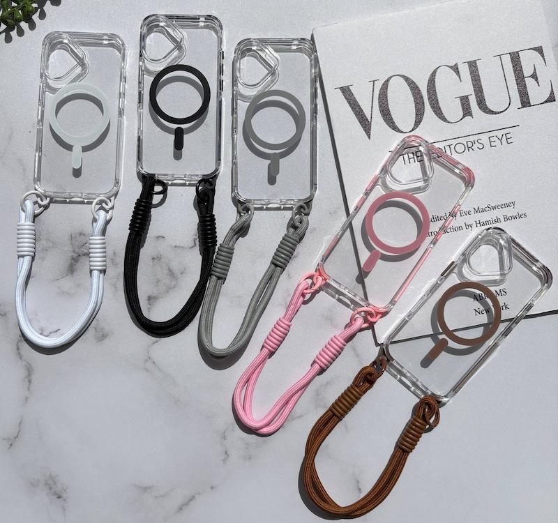 قاب شفاف مگ سیف رنگی بند دار