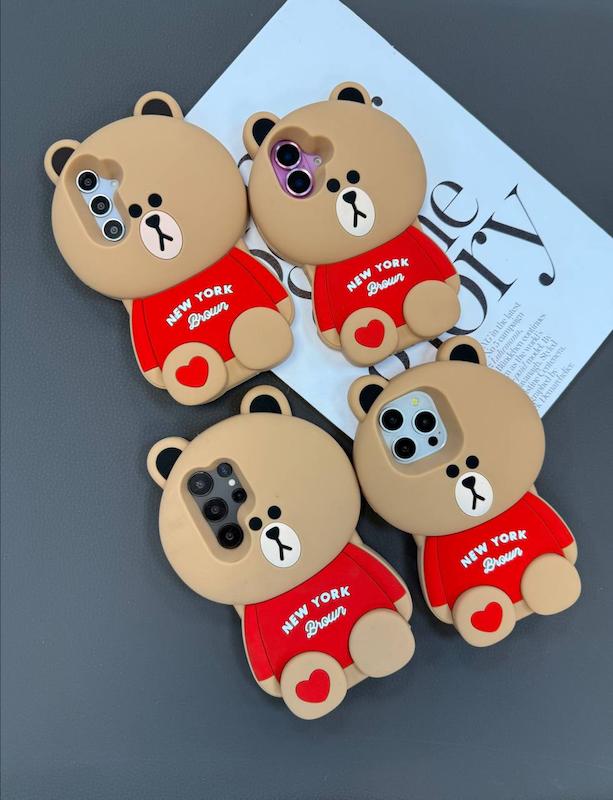 قاب خرس نیویورک کرم ❤️🧸شیائومی/سامسونگ/آیفون