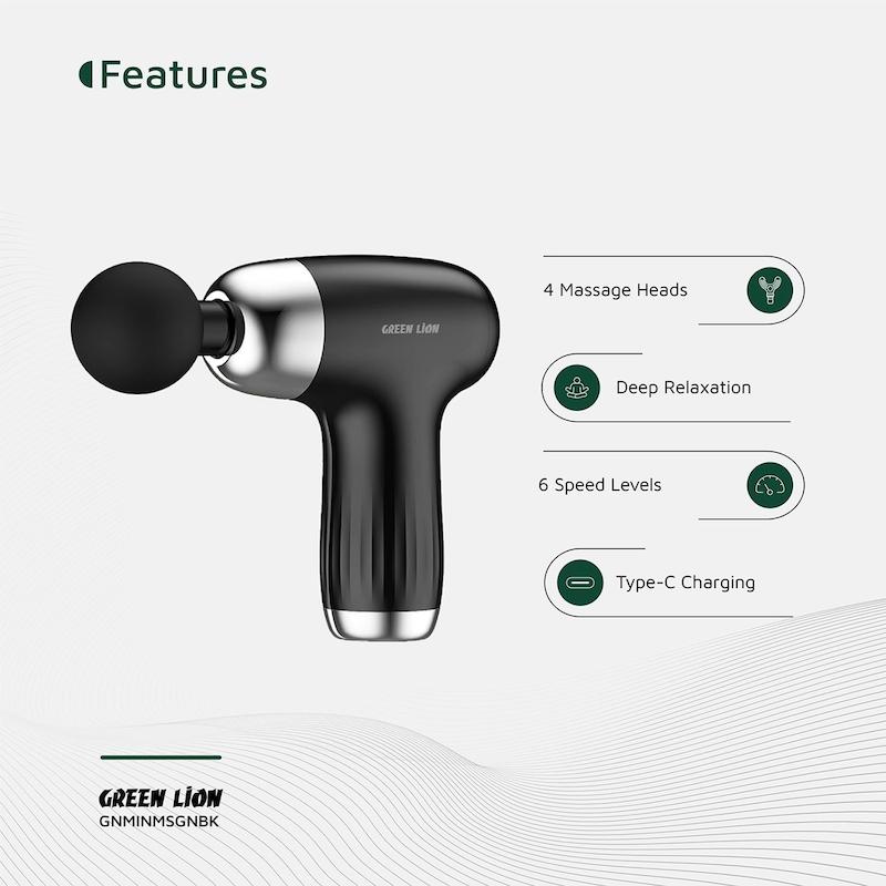 مینی ماساژور تفنگی گرین لاین مدل Massage Gun 6 Speed Levels