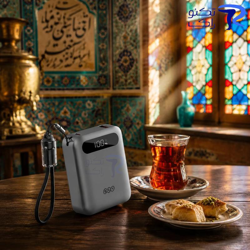 پاوربانک 22.5 وات کیو سی وای مدل qcy pb10d ظرفیت 10000 میلی‌آمپرساعت