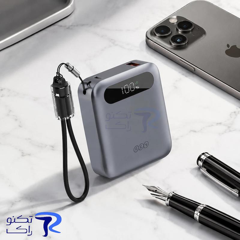 پاوربانک 22.5 وات کیو سی وای مدل qcy pb10d ظرفیت 10000 میلی‌آمپرساعت