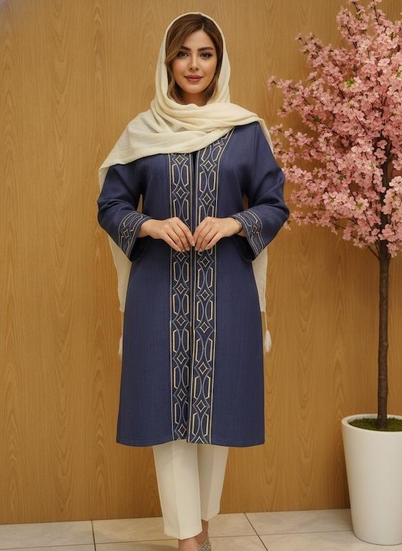 مانتو شانتون لیپینگ گلدوزی مدل دلوان کد1338