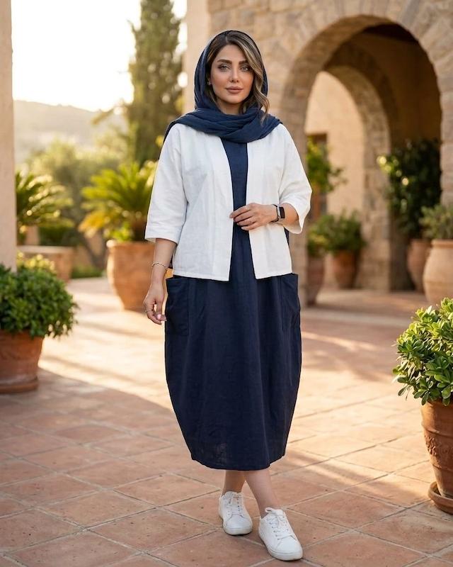 ست کت سارافون الیاف طبیعی 