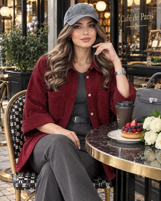 شومیز مانتویی بیستیک مخمل کبریتی مدل ژینا