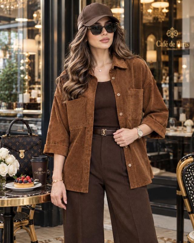 شومیز مانتویی بیستیک مخمل کبریتی مدل ژینا