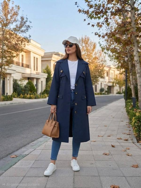 بارانی بلند زنانه مدل برنا کد۴۸