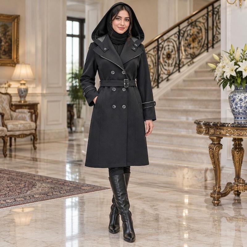 بارانی کلاهدار زنانه پرادا کد101