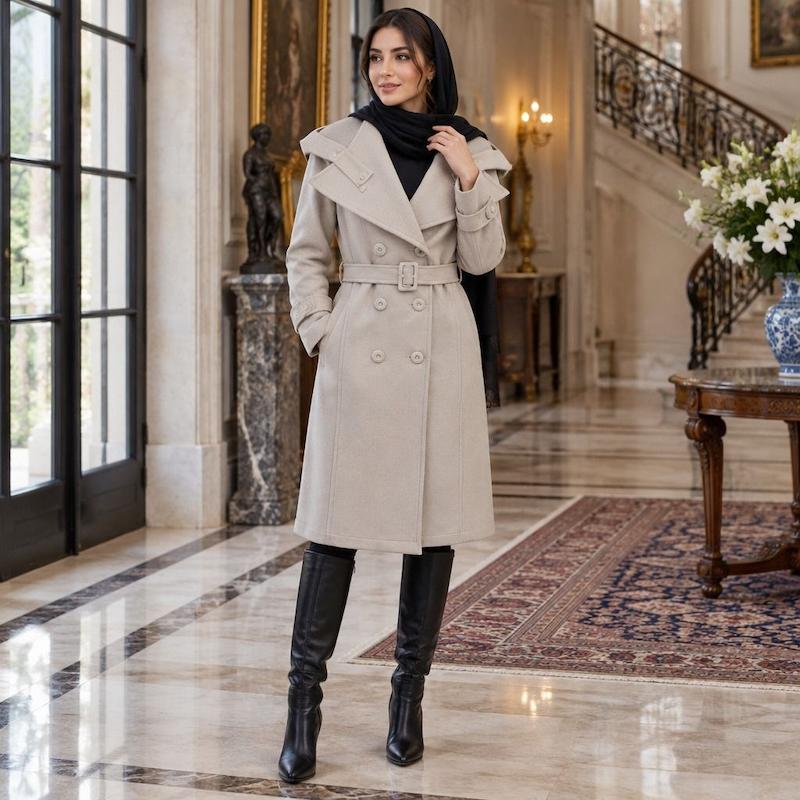 بارانی کلاهدار زنانه پرادا کد101