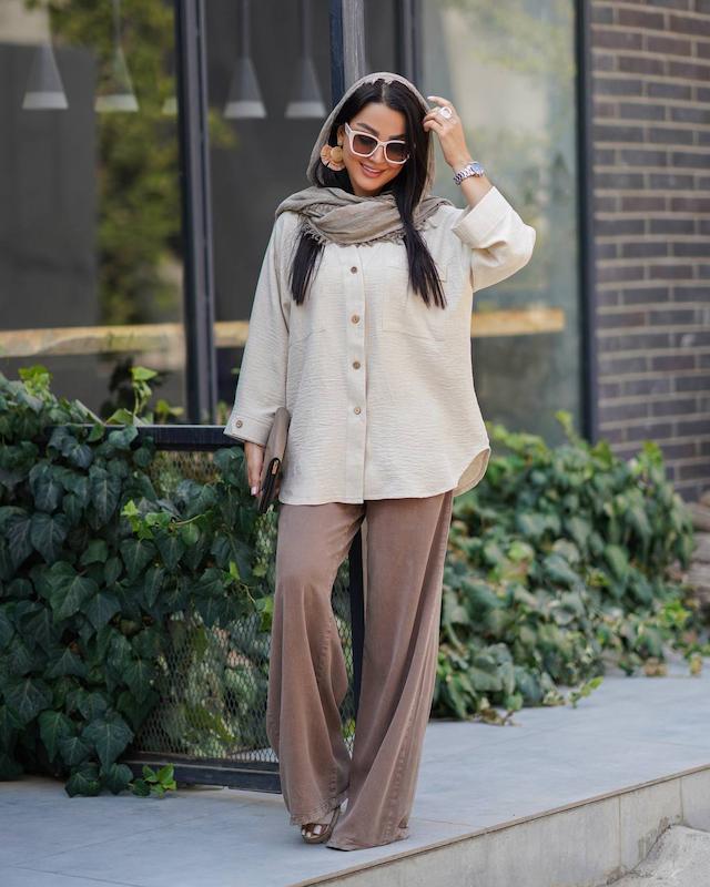 شومیزآستین سه ربع پایین هلال مدل هانا