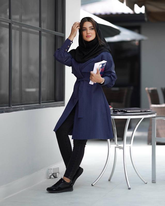 مانتو دانشجویی اداری دو یقه دیپلمات کوتاه کد۱۲۳