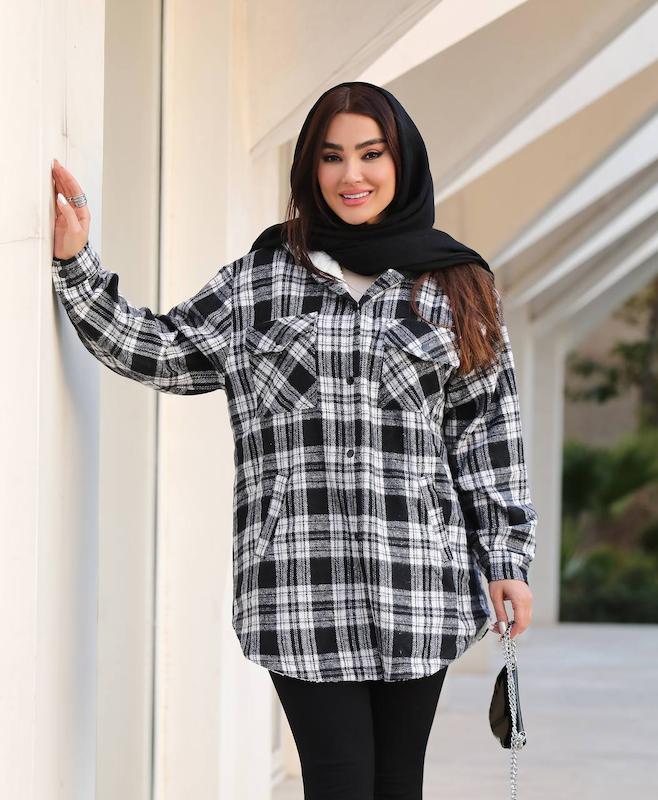 پالتو چهارخونه پشمی زنانه