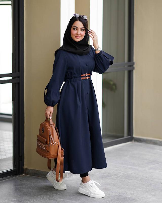 مانتو اداری دانشجویی دوکمربندی مدل کمندکد۱۵۳