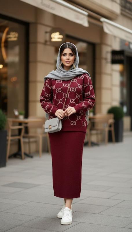 ست بافت سارافون و رویه گوچی