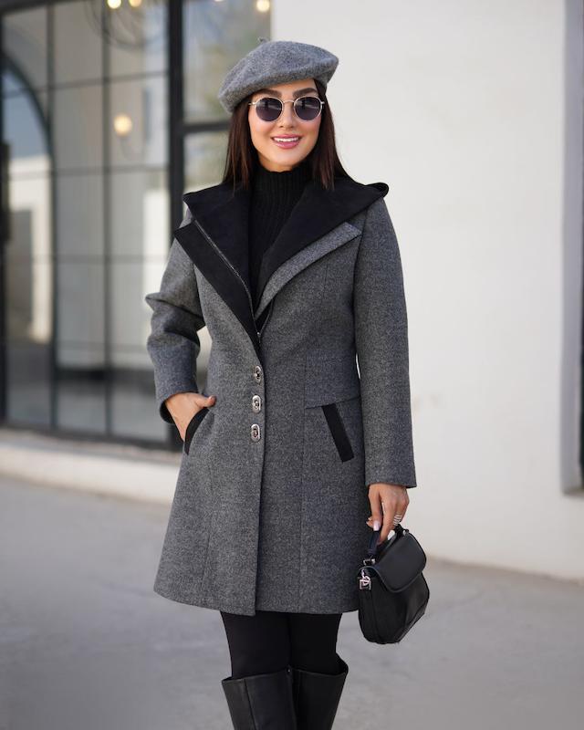 پالتو فوتر یقه انگلیسی زنانه مدل شاناکد1302