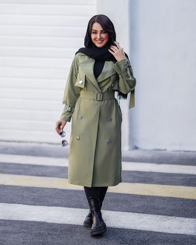 بارانی دوژیله آستردار دکمه آیینه ای