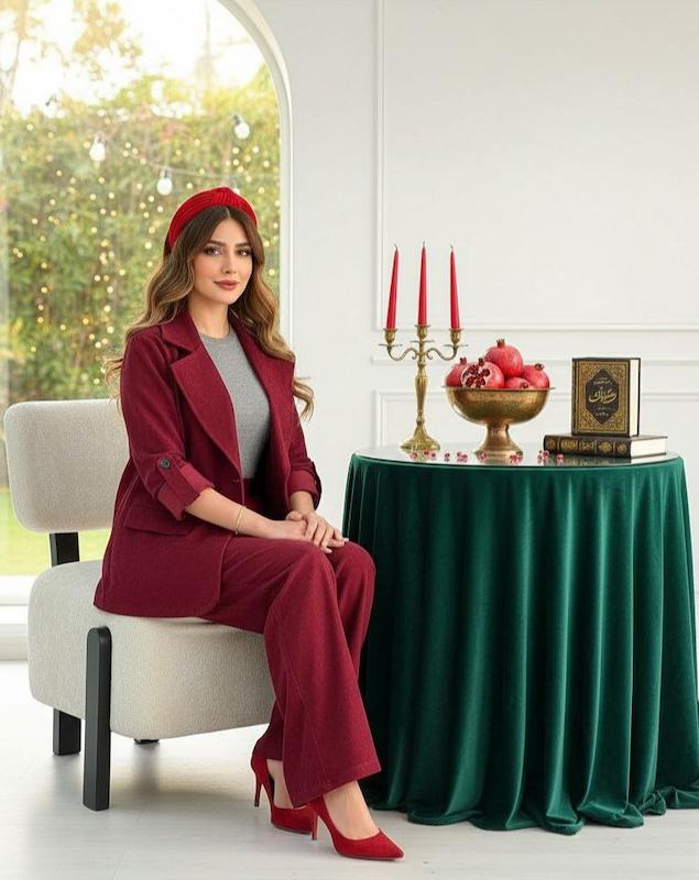 کت شلوار مخمل کبریتی یلدایی