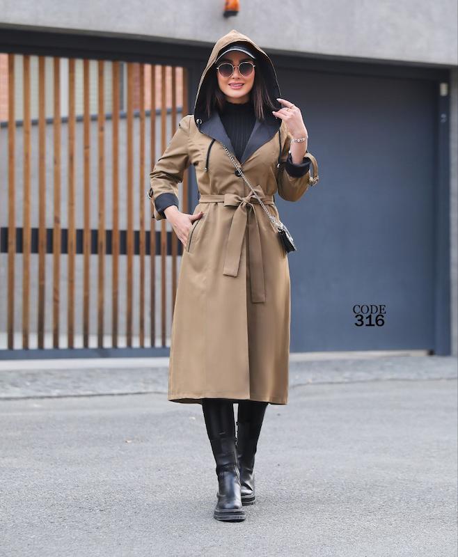 پالتو بارانی کتان تی سی کلاهدار کد316