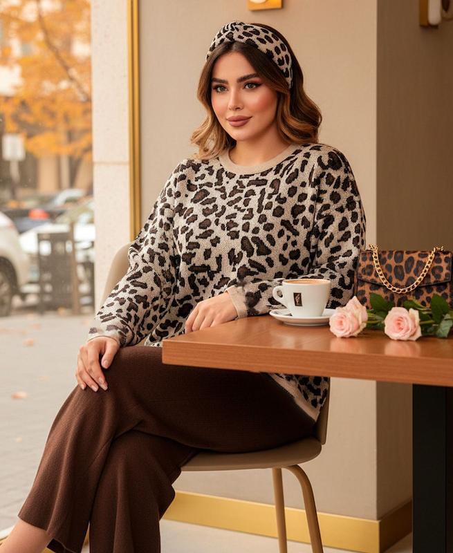 ست بلوز شلوار بافت پلنگی