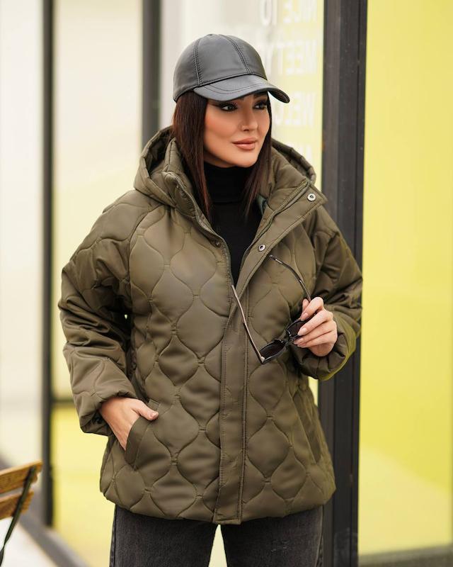 کاپشندکلاهدار کوتاه امبوردی مدل گلنوش کد164