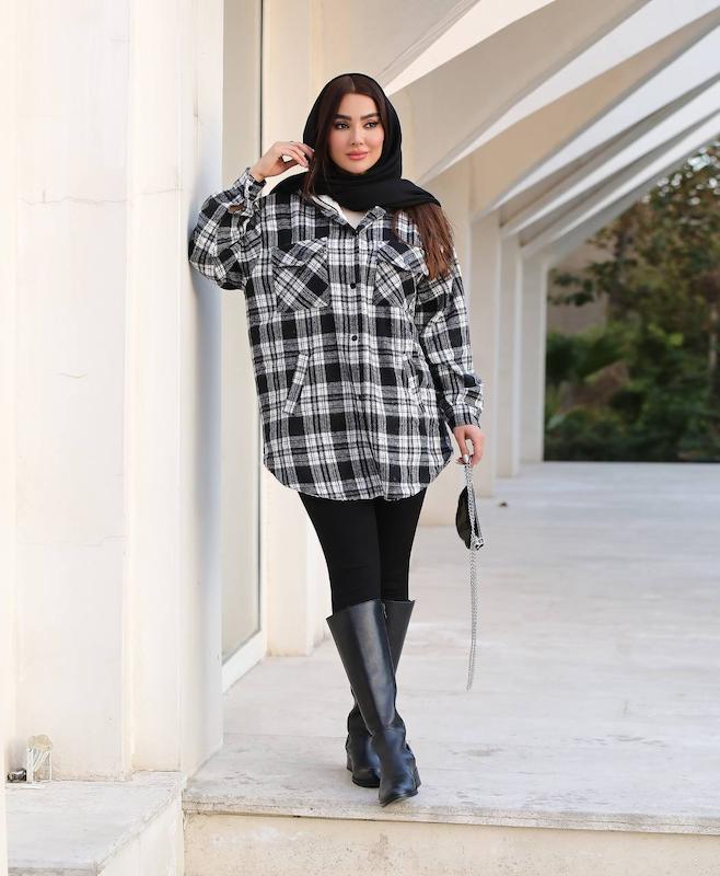 پالتو چهارخانه پشمی آسترببعی