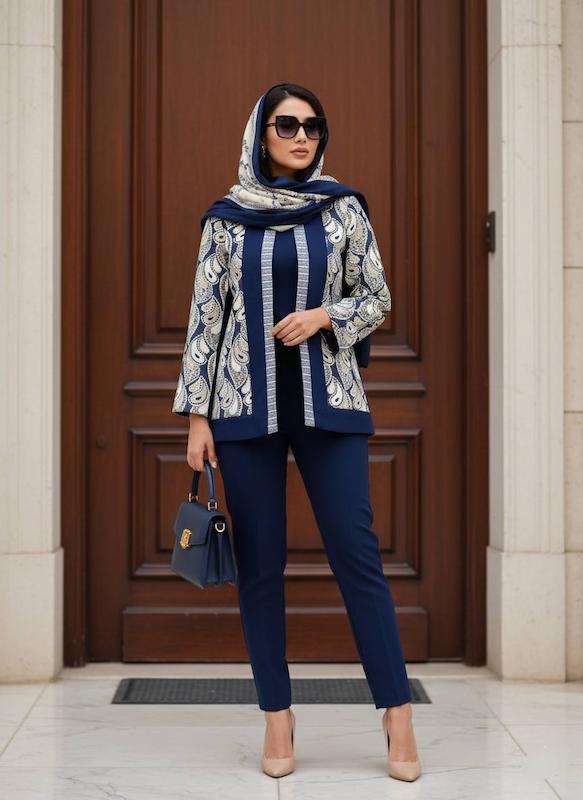 کت جین گلدوزی طرح اسلیمی کد0308
