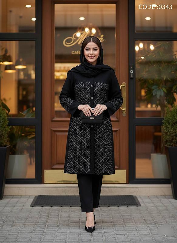 مانتو مجلسی شانتون ومخمل سوزندوزی کد0343