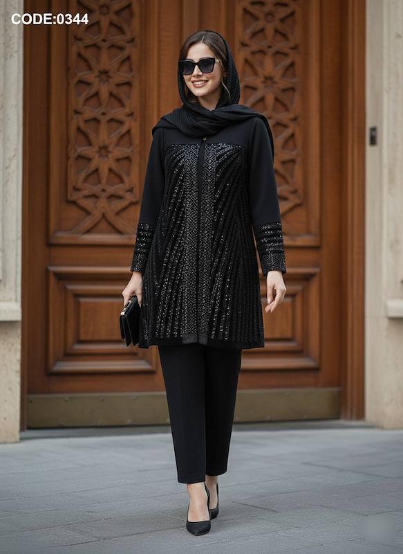 مانتو کتی زنانه باخرجکار سوزندوزی کد0344