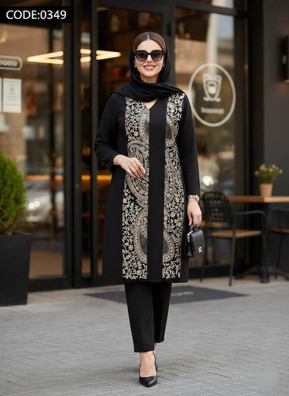 مانتو مجلسی دکمه دار شانتون تایوان ومخمل کد0349