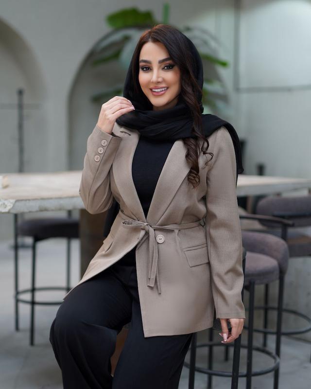 کت کمردار دخترانه اسپرت مدل ژوان