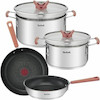 سرویس پخت‌وپز ۶ پارچه استیل تفال مدل Opti'Space (Tefal Opti'Space Stainless Steel Set)