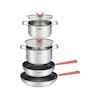 سرویس پخت‌وپز ۶ پارچه استیل تفال مدل Opti'Space (Tefal Opti'Space Stainless Steel Set)