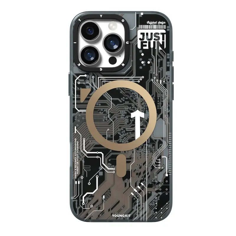 قاب آیفون 16 Pro Max یانگ‌کیت مدل Futuristic Circuit Board طرح برد الکترونیکی